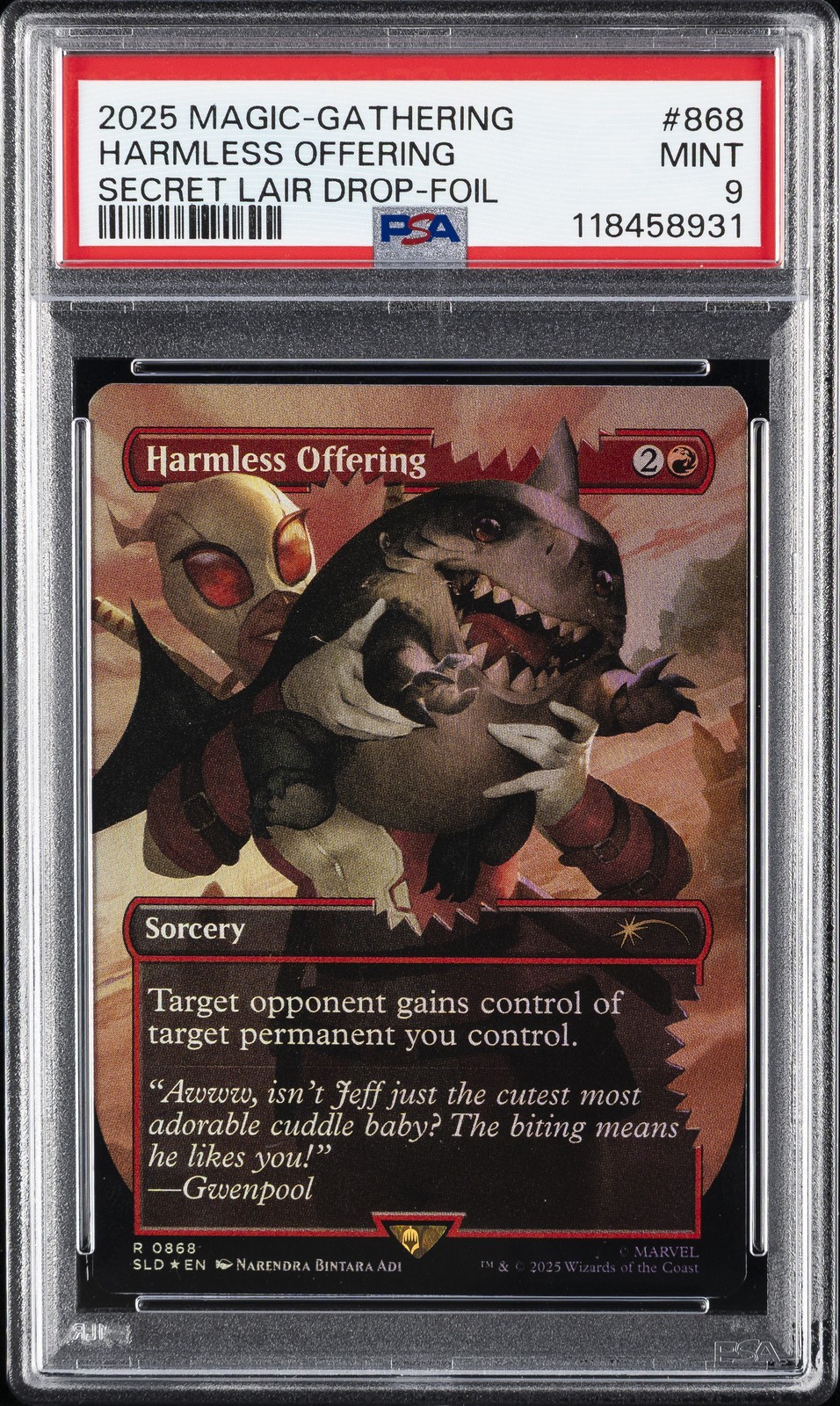 MTG英語版 2025 SECRET LAIR DROP MARVEL'S DEADPOOL HARMLESS OFFERING FOIL #0868 PSA 9 鑑定済【中古】｜Basqueバスク