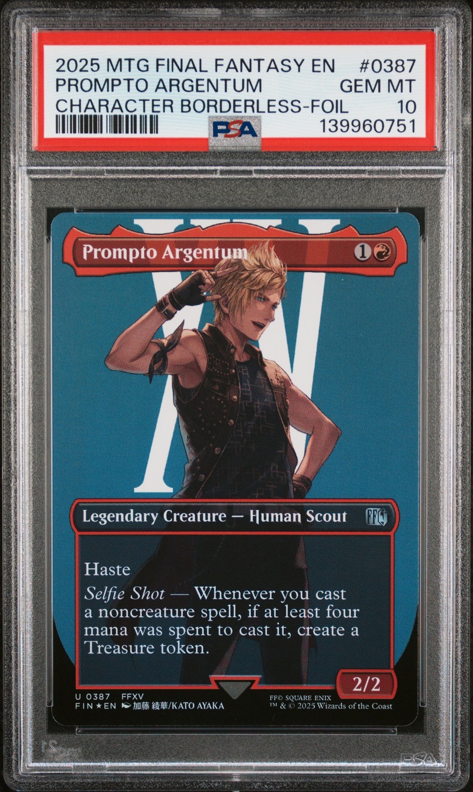 MTG英語版 2025 FINAL FANTASY CHARACTER PROMPTO ARGENTUM BORDERLESS-FOIL #0387 PSA 10 鑑定済【中古】|Basqueバスク