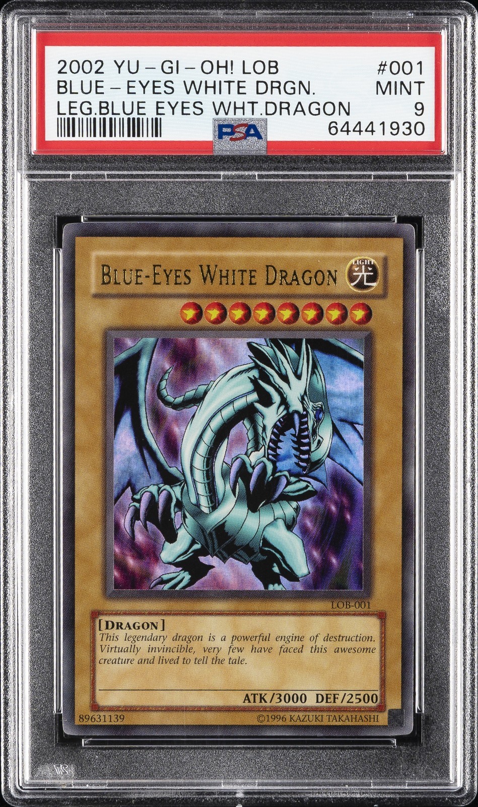 遊戯王英語版 2002 LOB-LEGEND OF BLUE EYES WHITE DRAGON BLUE-EYES WHITE DRAGON PSA 9 鑑定済【中古】|Basqueバスク