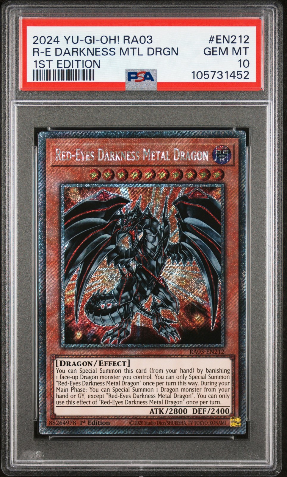 遊戯王英語版 2024 Quarter Century Bonanza レッドアイズ・ダークネスメタルドラゴン RA03 PSA 10 鑑定済【中古】|Basqueバスク
