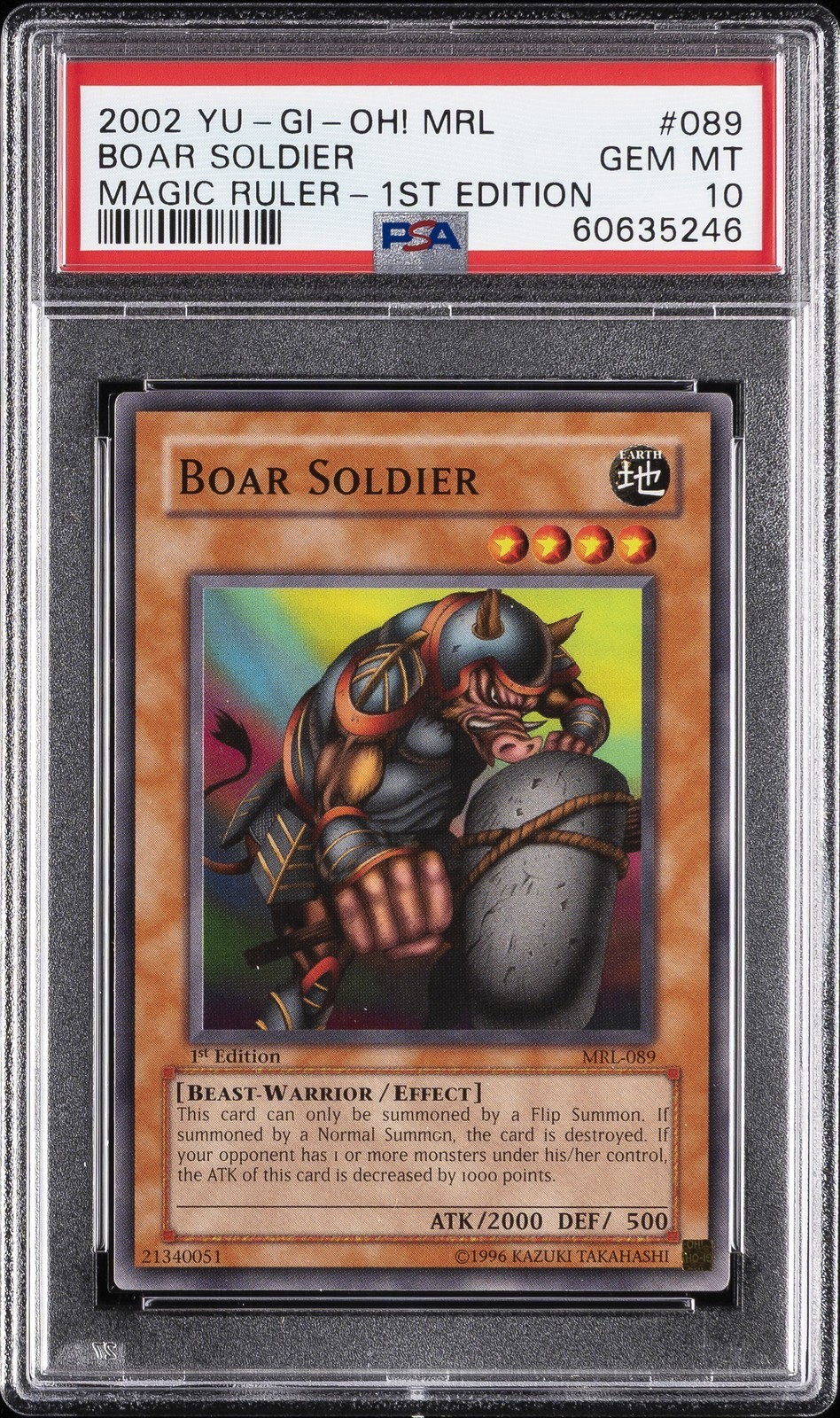 遊戯王英語版 2002 MRL-MAGIC RULER BOAR SOLDIER 1ST EDITION #089 PSA 10 鑑定済【中古】｜Basqueバスク