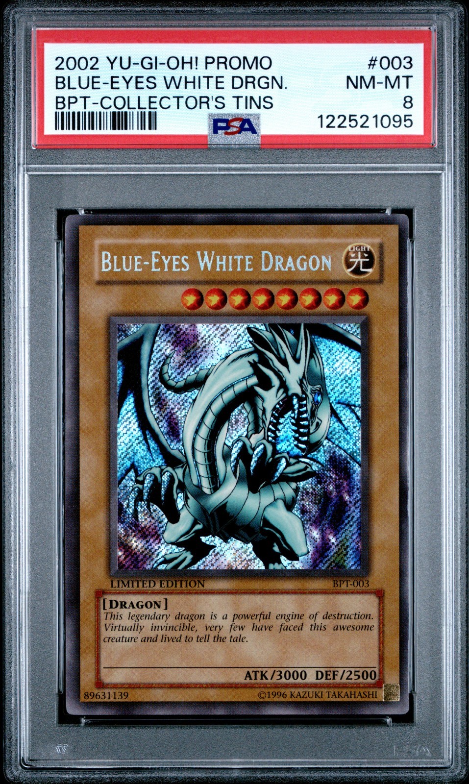 遊戯王英語版 2002 PROMO BPT-COLLECTOR'S TINS BLUE-EYES WHITE DRAGON PROMO #003 PSA 8 鑑定済【中古】｜Basqueバスク