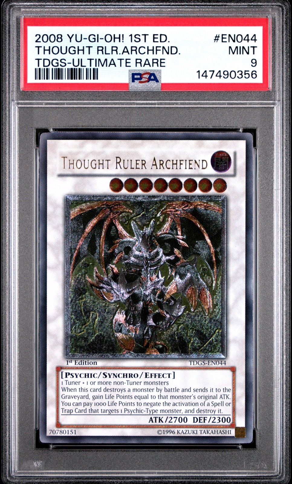 遊戯王英語版 2008 TDGS-THE DUELIST GENESIS THOUGHT RULER ARCHFIEND #EN044 PSA 9 鑑定済【中古】｜Basqueバスク 74,745円