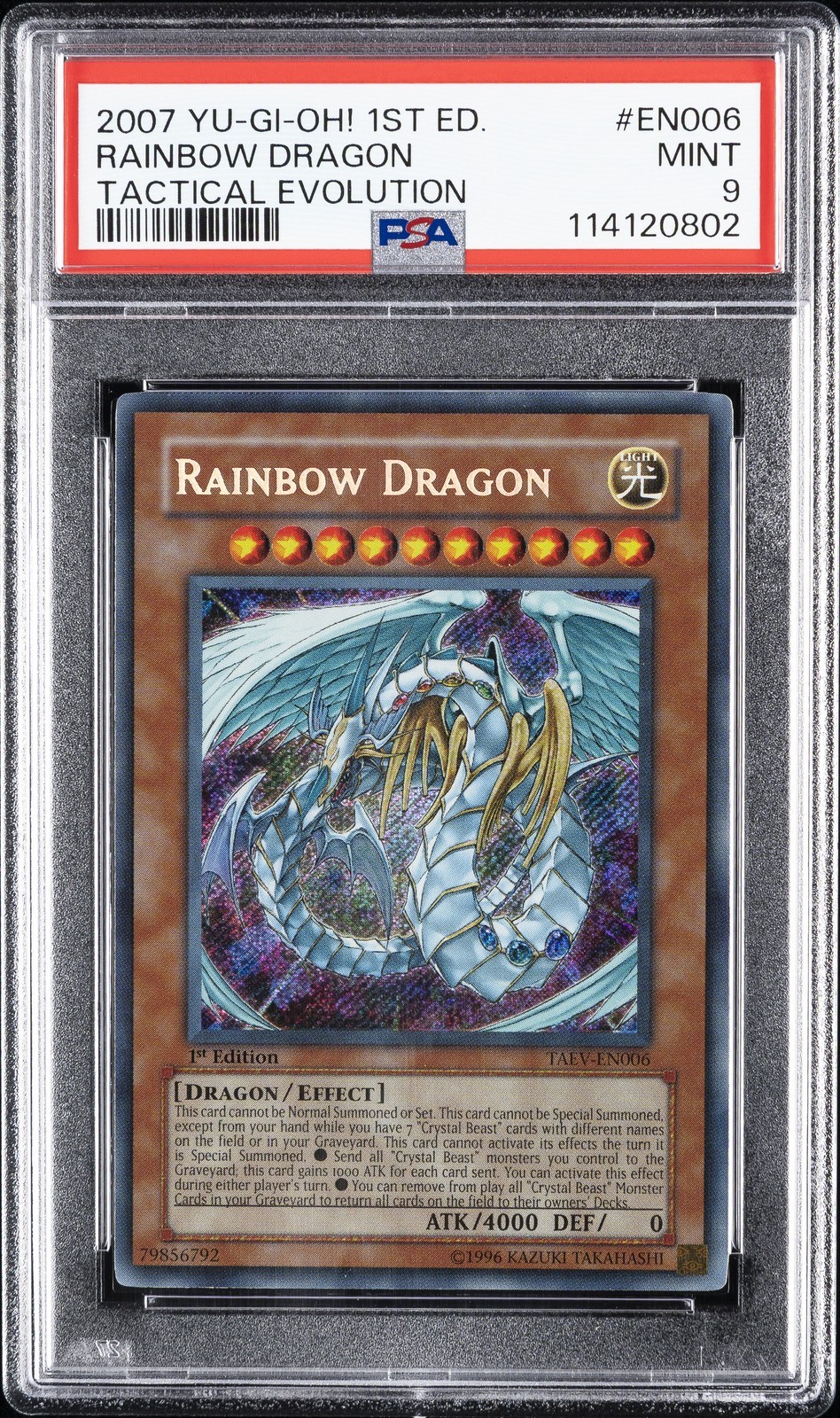 遊戯王英語版 2007 TAEV Tactical Evolution レインボー・ドラゴン Rainbow Dragon #EN006 PSA 9 鑑定済【中古】|Basqueバスク