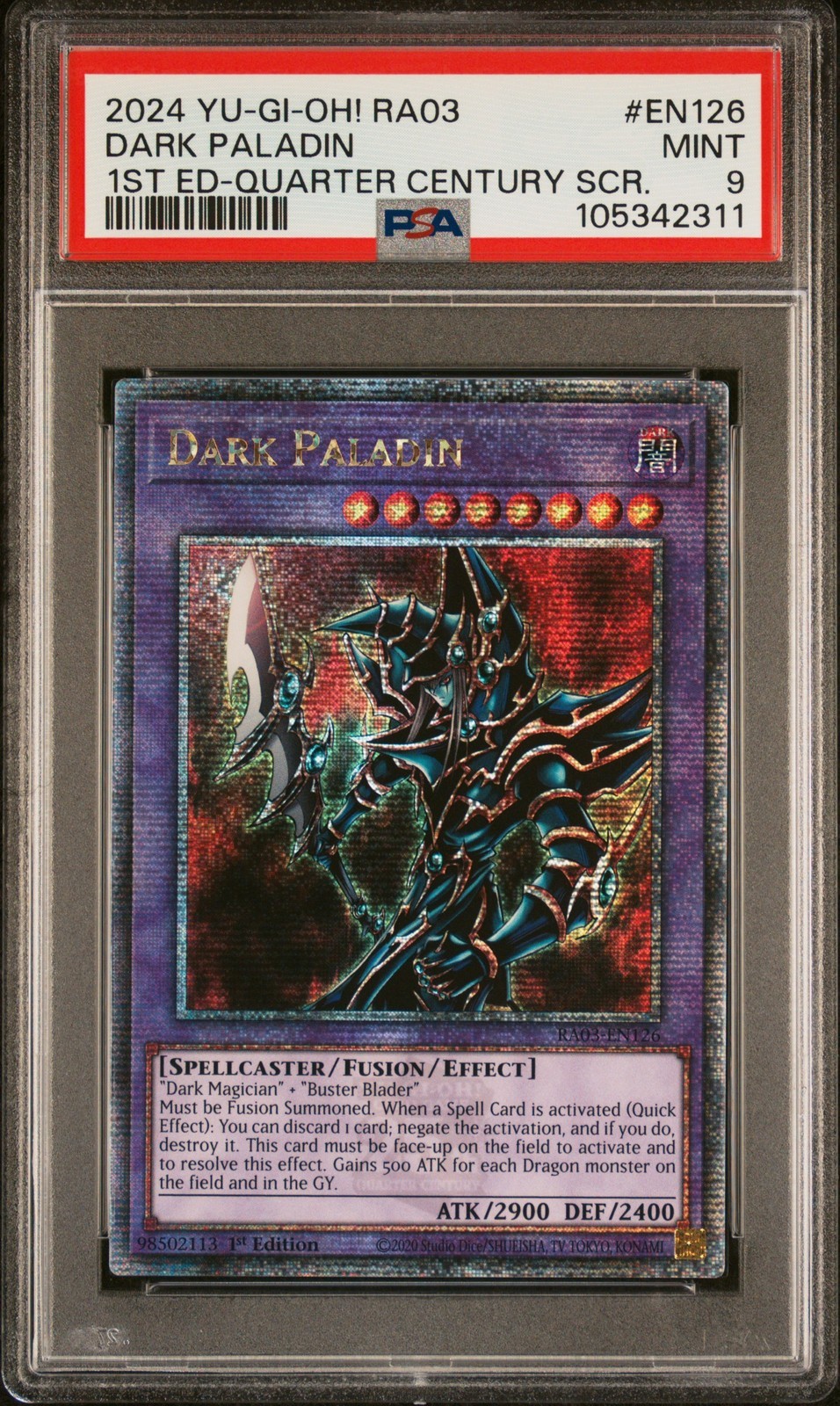 遊戯王英語版 2024 RA03-QUARTER CENTURY BONANZA DARK PALADIN ダーク・パラディン #EN126 PSA 9 鑑定済【中古】|Basqueバスク