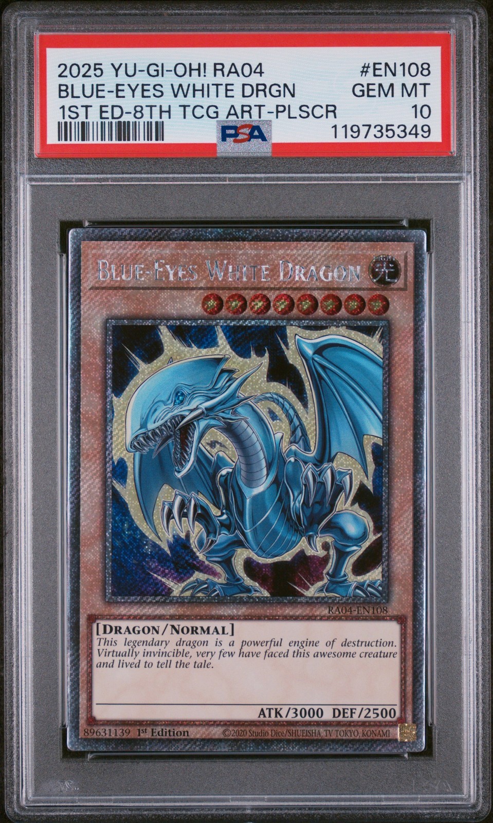 遊戯王英語版 2025 RA04 Quarter Century Stampede Blue-Eyes White Dragon ブルーアイズ・ホワイト・ドラゴン RA04 PSA10 鑑定済【中古】|Basqueバスク