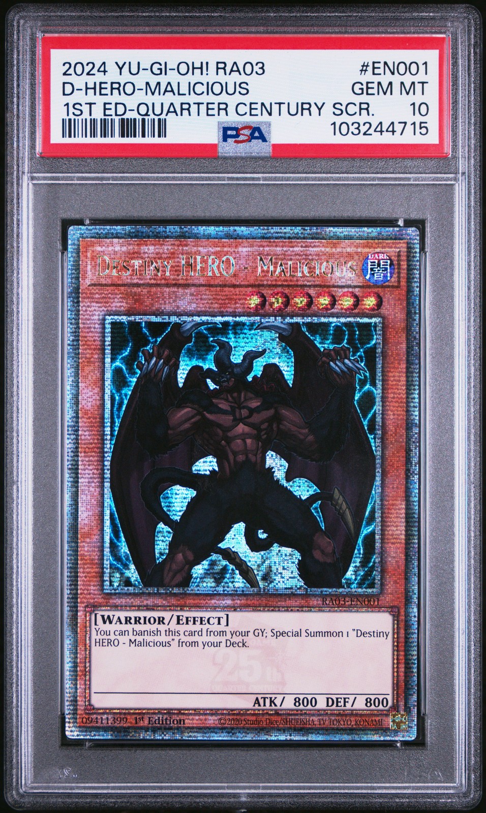 遊戯王英語版 2024 QUARTER CENTURY BONANZA DESTINY HERO - MALICIOUS RA03 PSA 10 鑑定済【中古】｜Basqueバスク