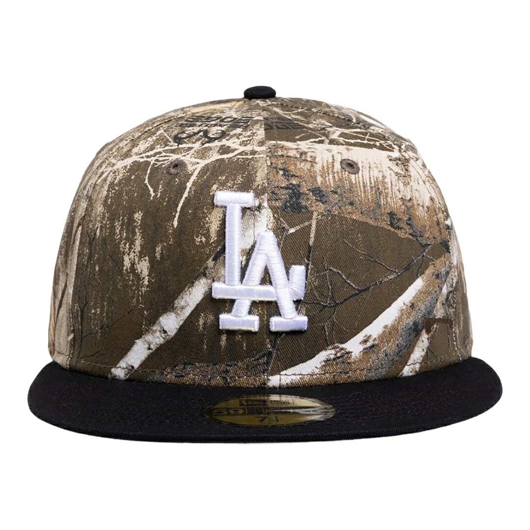 New Era 天使の都市 ドジャース リアルツリーカモ 59FIFTY フィッテッド 旗がしら ベージュ カーキ MLB かぶり笠