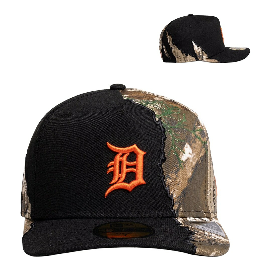 New Era 自動車の街・タイガース Split Realtree 59FIFTY フィッテッド 旗がしら 黒いこと MLB 鳥打ち帽