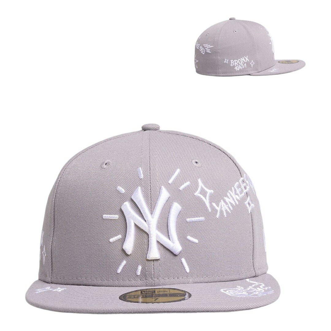 New Era ニューヨーク州 ヤンキース MLB Scribble 59FIFTY フィッテッド 旗がしら 薄墨色 かぶり笠 MLB