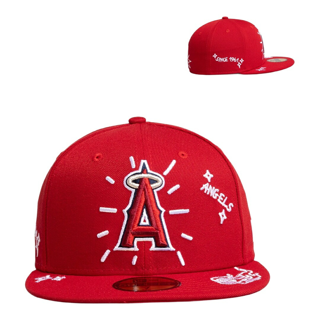 New Era ロサンゼルス・エンゼルス MLB Scribble 59FIFTY フィッテッド キャップ 帽子 レッド|Basqueバスク