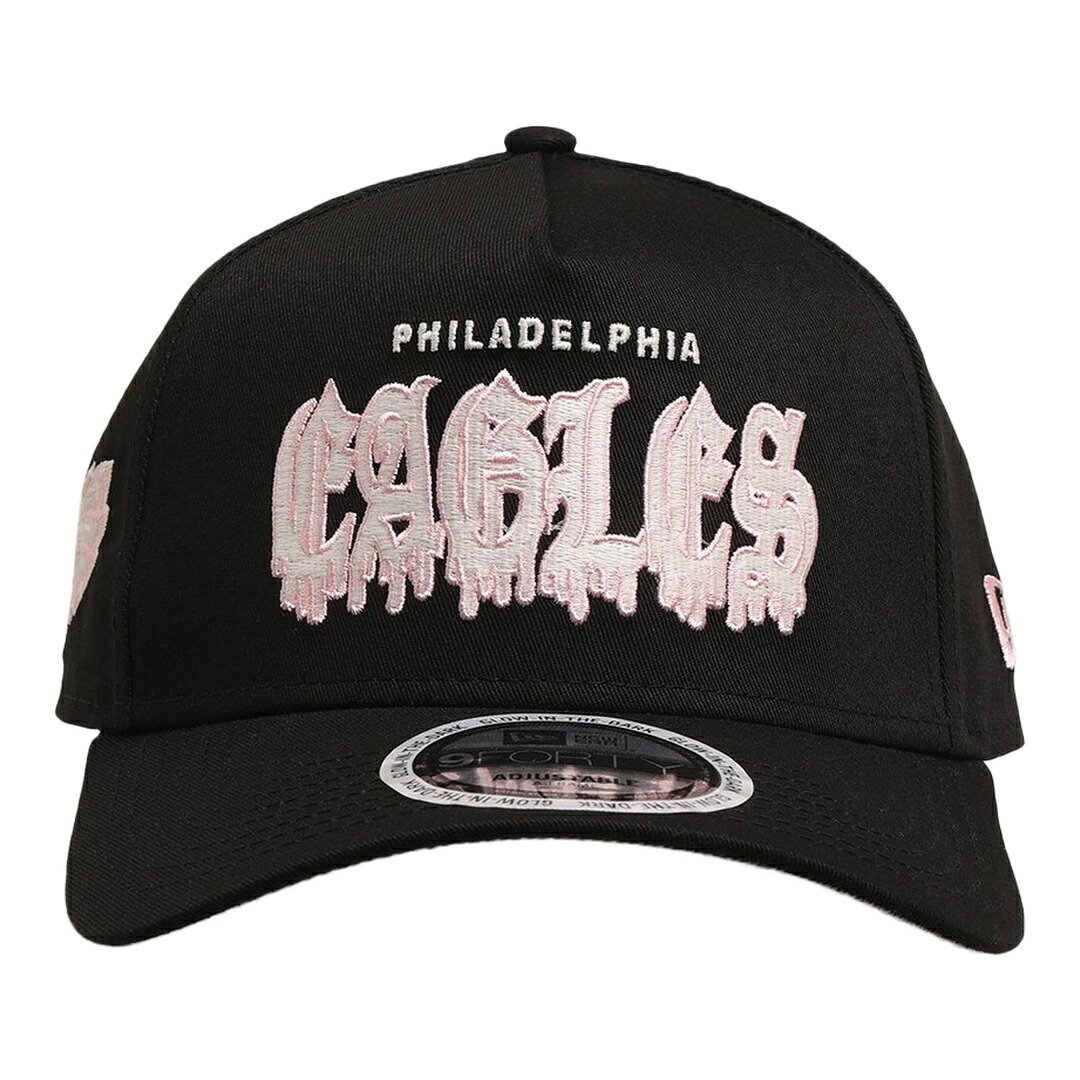 New Era フィラデルフィア・イーグルス Drip Glow Script 9FORTY A-Frame スナップバック キャップ ブラック/ピンク NFL 帽子｜Basqueバスク