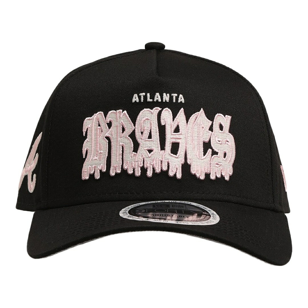 New Era アトランタ・ブレーブス Drip Glow Script 9FORTY A-Frame スナップバック キャップ ブラック/ピンク MLB 帽子｜Basqueバスク