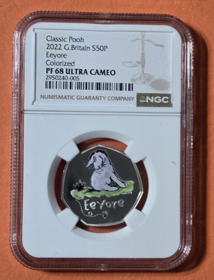 NGC鑑定 2022年 イギリス 50ペンス ディズニー くまのプーさん イーヨー 銀貨 PF68 UC 鑑定済【中古】｜Basqueバスク