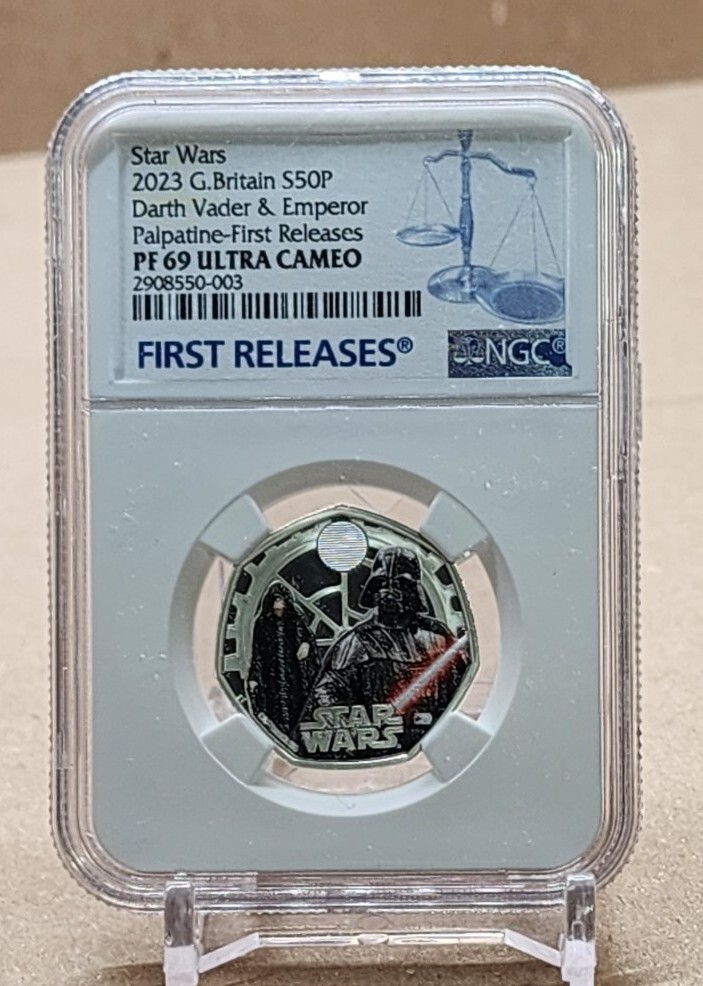 NGC鑑定 2023 イギリス 50ペンス スターウォーズ ダース・ベイダー＆パルパティーン皇帝 銀貨 PF69UC 鑑定済【中古】｜Basqueバスク