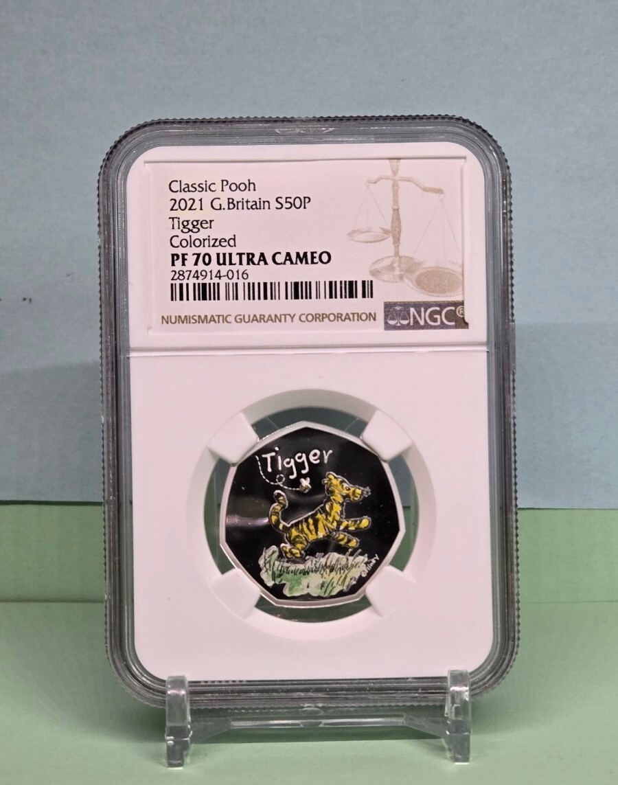 NGC鑑定 2021年 イギリス 50ペンス ディズニー くまのプーさん ティガー 銀貨 PF70UC 鑑定済【中古】｜Basqueバスク