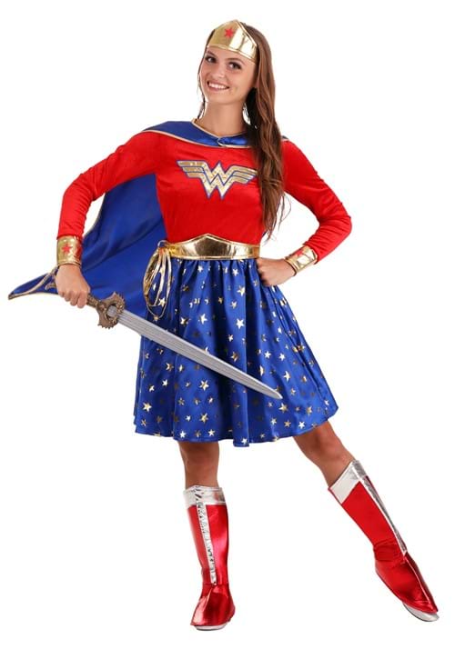 ワンダーウーマン 大人用長袖ドレス コスプレ衣装　(結婚式、仮装、ハロウィン） 大人女性｜Basqueバスク