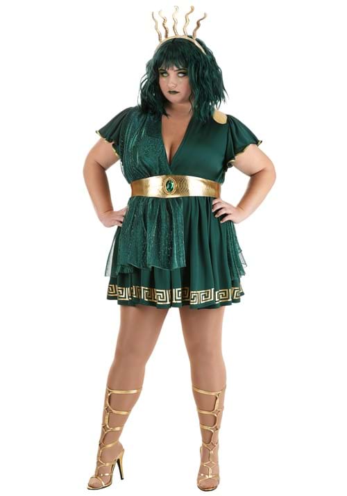 女性用プラスサイズの見事なメドゥーサコスチューム コスプレ衣装　(結婚式、仮装、ハロウィン） 大人女性｜Basqueバスク