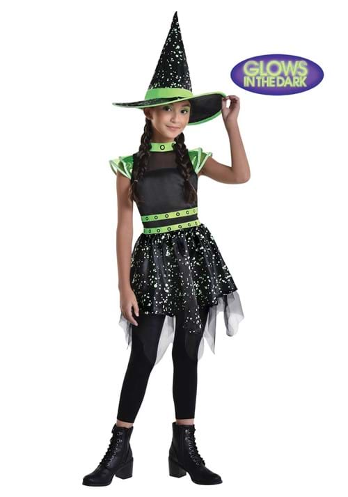 暗闇で光る ミッドナイトウィッチ 女の子用コスチューム ハロウィン コスプレ衣装|Basqueバスク