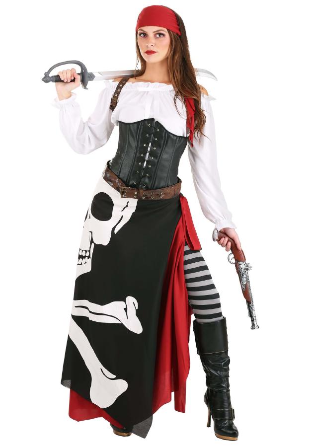 スケルトン フラッグ ローグ・パイレーツ 女性用 大人用 コスチューム ハロウィン コスプレ 衣装 仮装 7点セット｜Basqueバスク