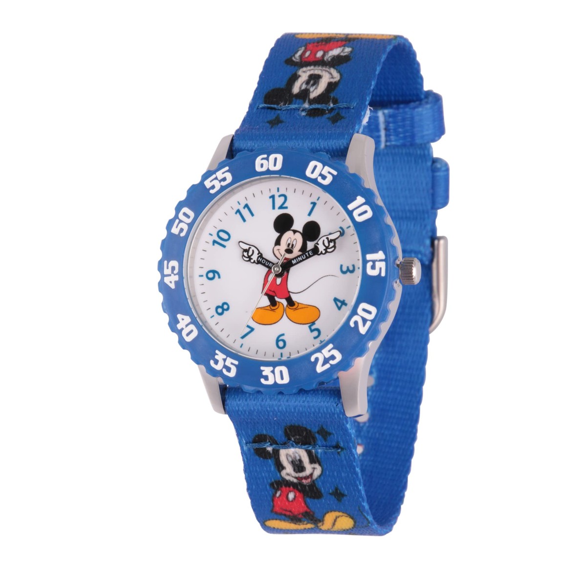 ディズニー ミッキーマウス Mickey Mouse キッズ 腕時計 ブルーベゼル ブルーナイロンベルト タイムティーチャー 32mm｜Basqueバスク 8,778円