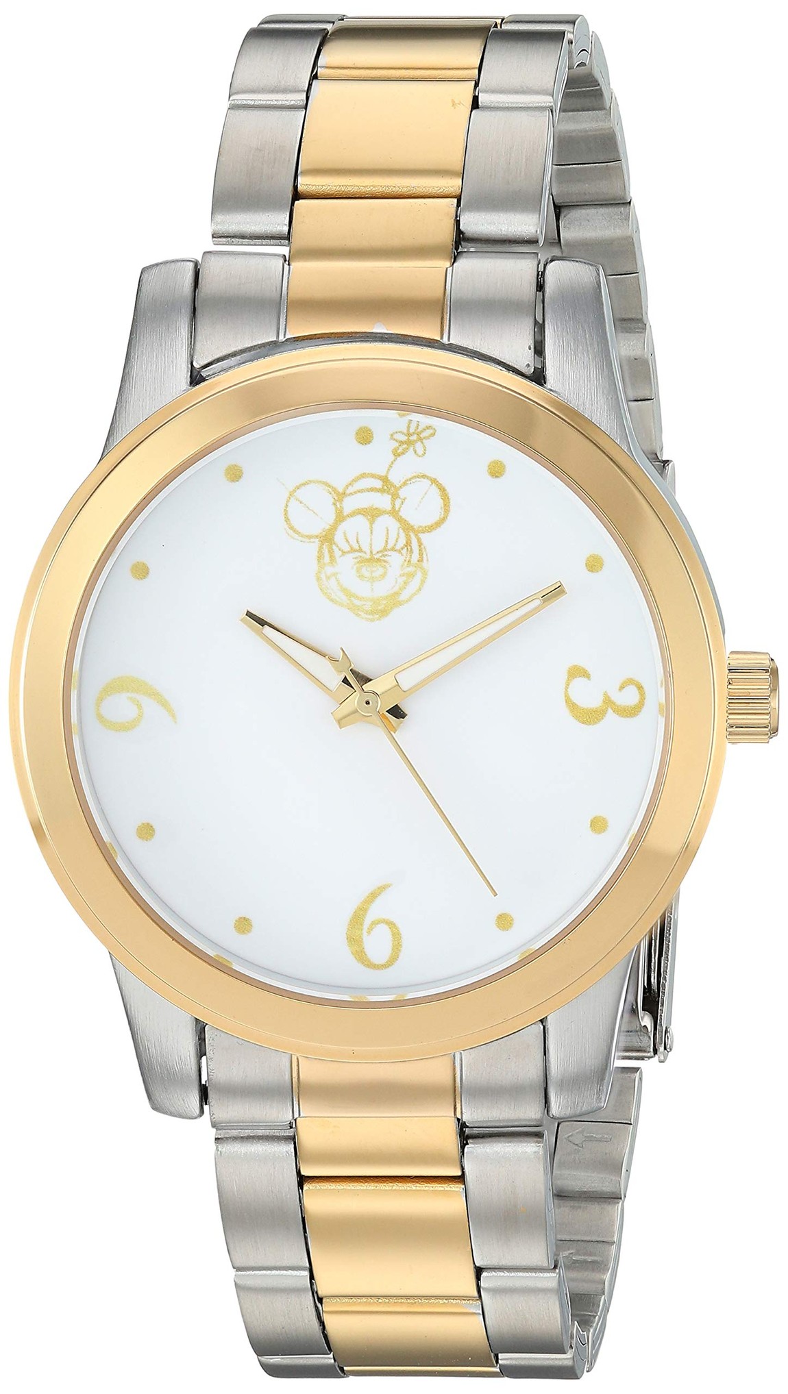 ディズニー ミニーマウス Minnie Mouse レディース 腕時計 38mm ホワイト文字盤 ステンレスブレスレット カジュアル｜Basqueバスク