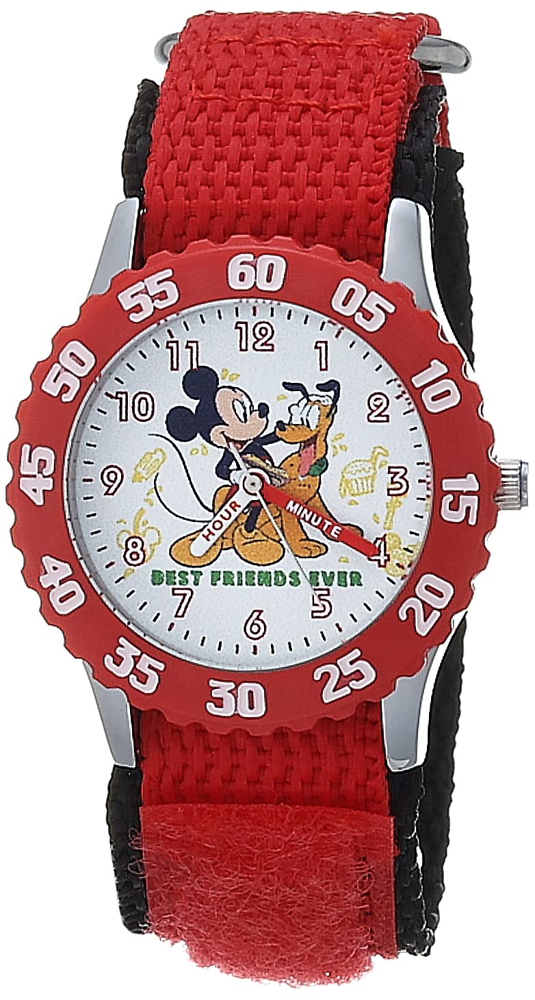 ディズニー ミッキーマウス キッズ 腕時計 タイムティーチャー ステンレス ナイロンベルト レッド 32mm|Basqueバスク
