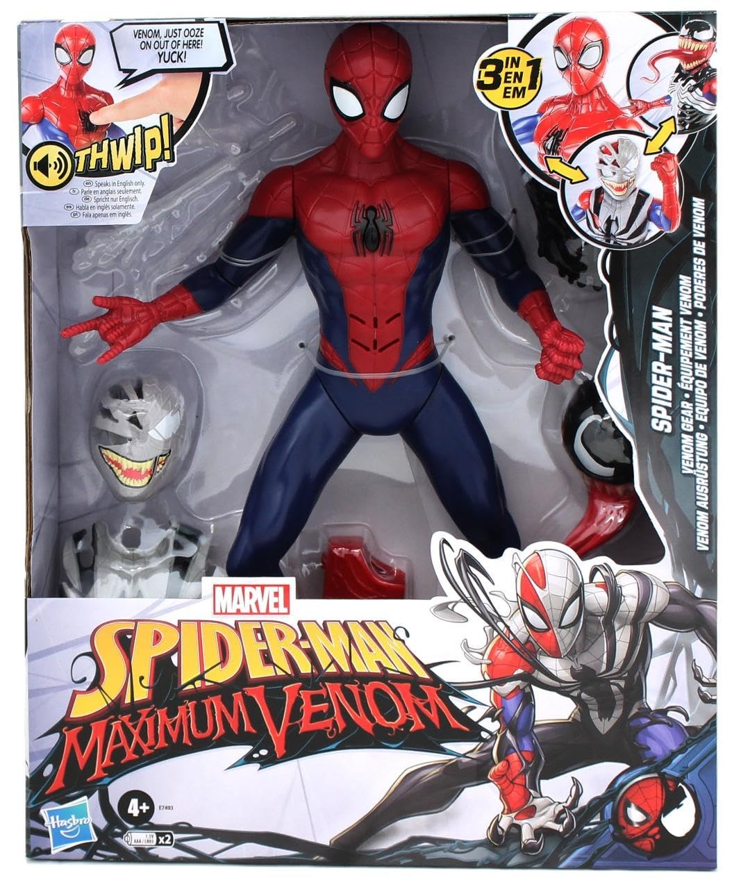 マーベル スパイダーマン マキシマム・ヴェノム スパイダーマン アクションフィギュア 12インチ サウンドギミック 着せ替えパーツ付属｜Basqueバスク