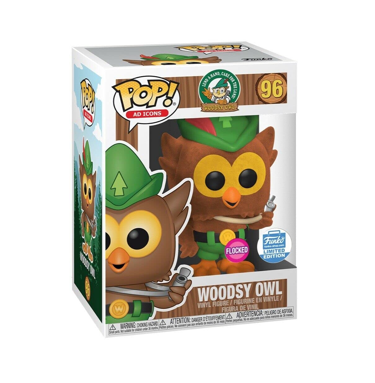 Pop Ad Icons: Woodsy Owl Flocked #96 限定版ビニールフィギュア