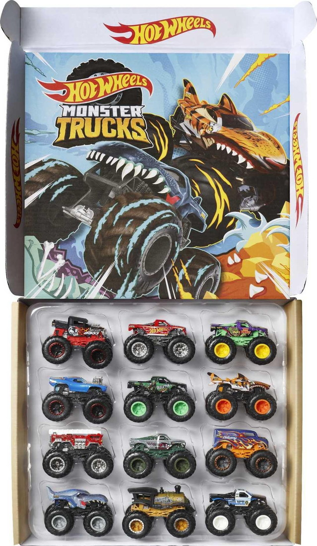 Hot Wheels Monster Trucks 12台セット 1:64 スケール ダイキャスト トラック スタイルは異なる場合があります