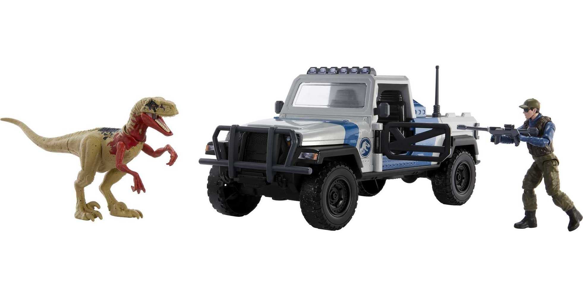 マテル Jurassic World サーチnスマッシュ トラックセット アトロキラプトルと人間フィギュア｜Basqueバスク