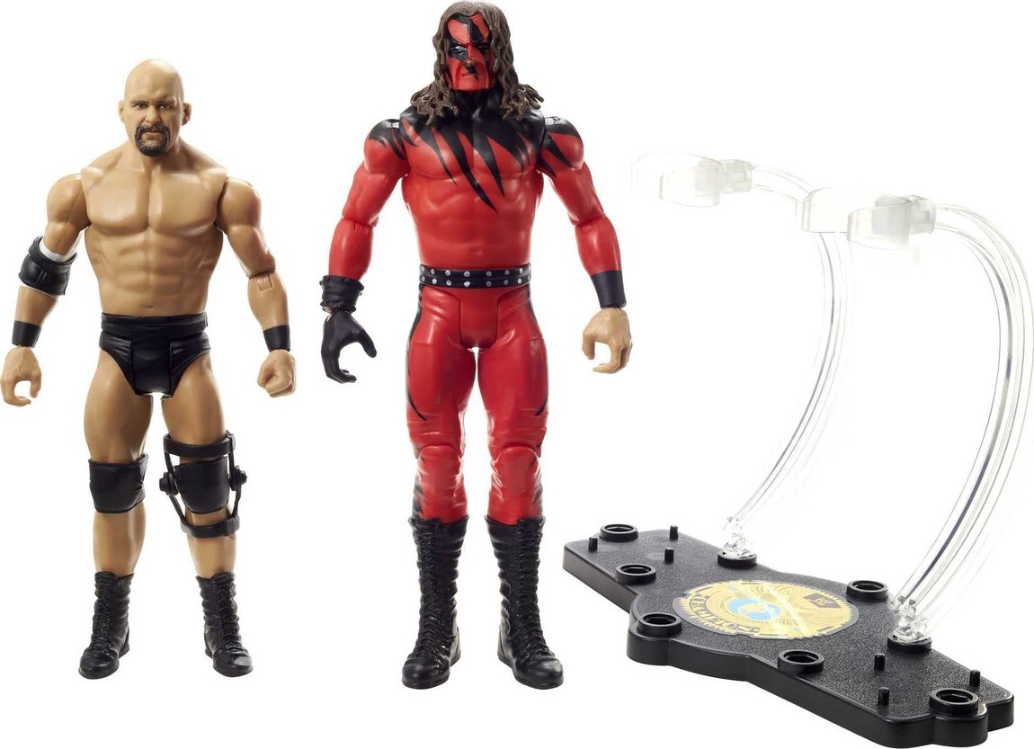 WWE チャンピオンシップ・ショーダウン &ldquo;ストーン・コールド&rdquo; スティーブ・オースチン vs ケイン アクションフィギュア 2体セット ディスプレイ台座付属｜Basqueバスク