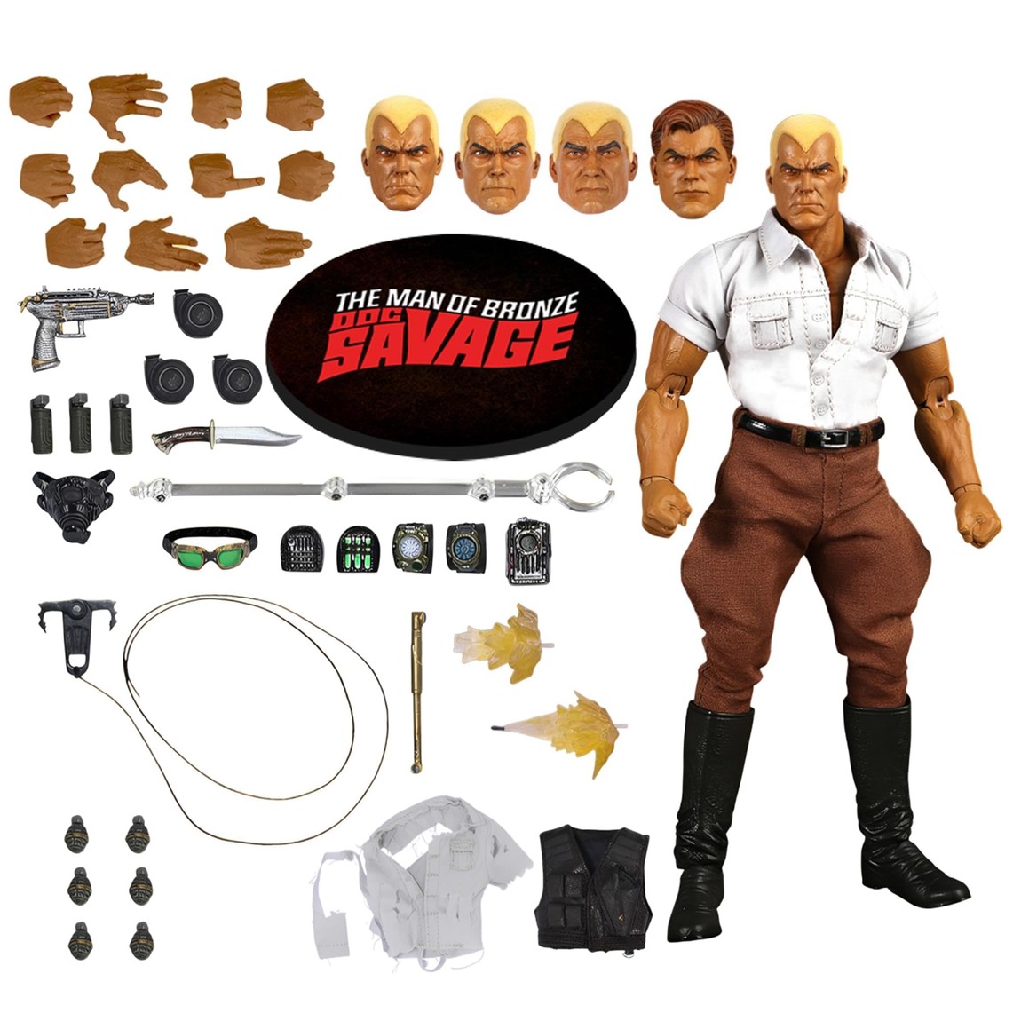 Mezco One:12 Collective ドック・サヴェッジ マン・オブ・ブロンズ アクションフィギュア 1/12スケール 約17cm 可動｜Basqueバスク