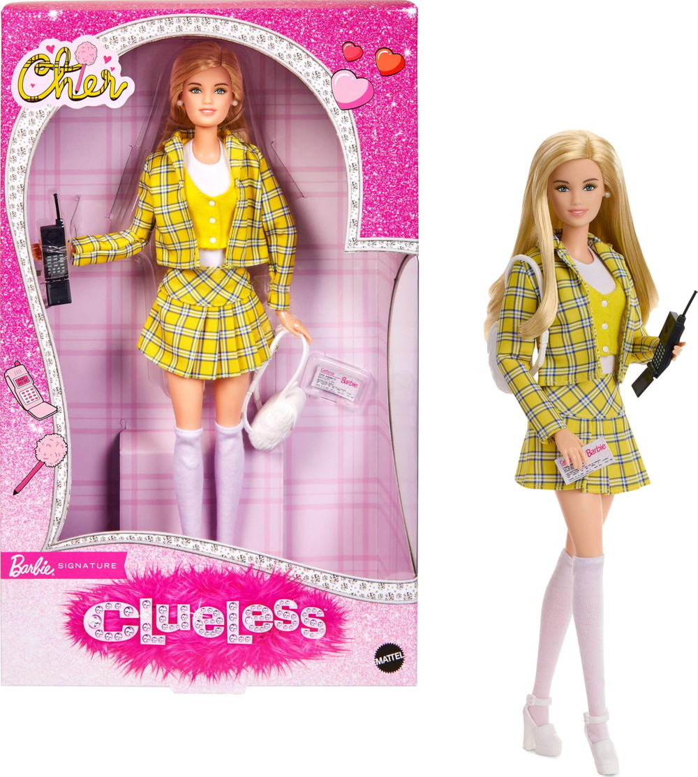 バービー シグネチャー ドール Clueless シェール コレクタブル イエロープレイドスーツ バックパック 携帯電話 仮免許証アクセサリー
