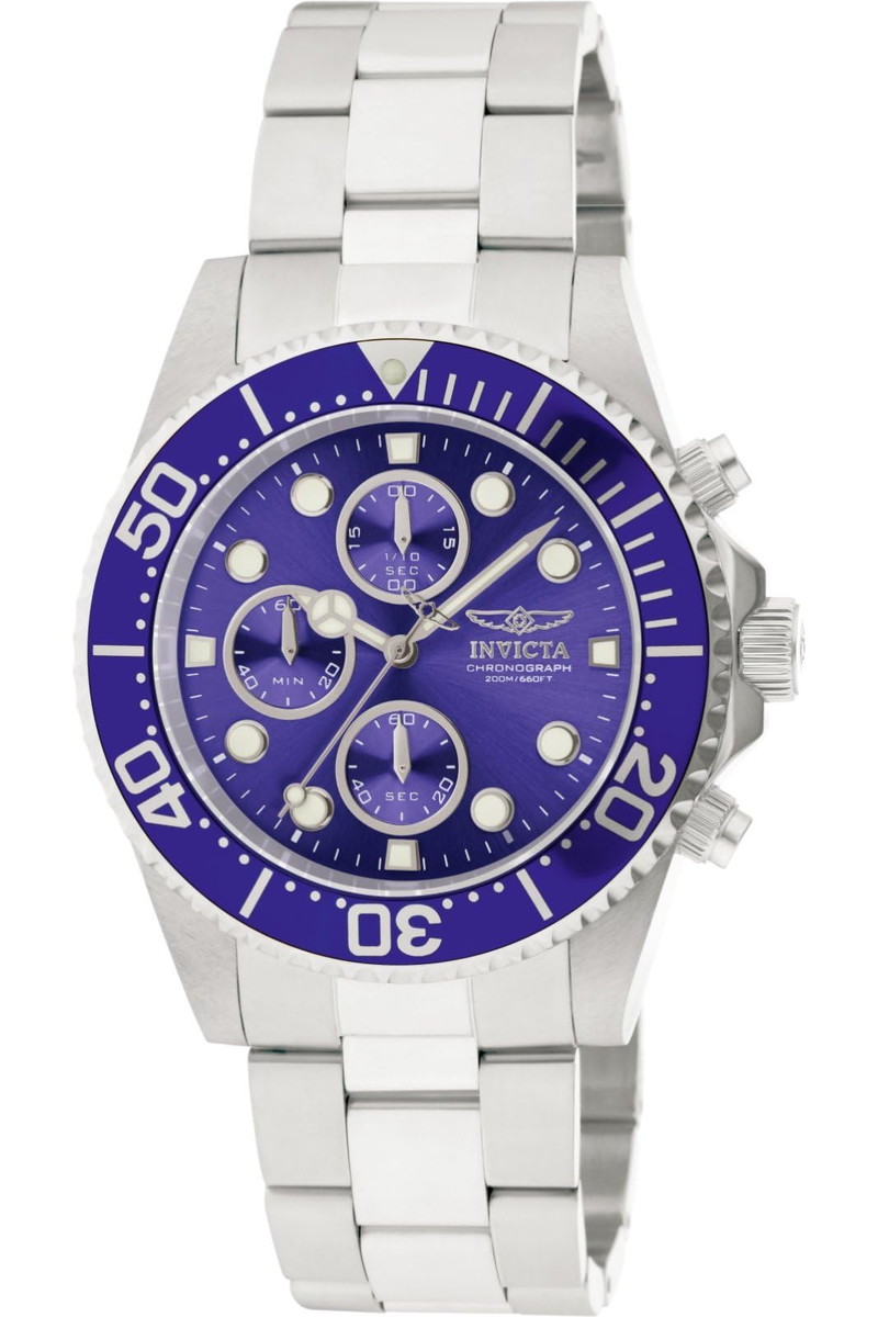 Invictaインビクタ プロダイバー コレクション ステンレススチール ブレスレットウォッチ シルバー/ブルー文字盤