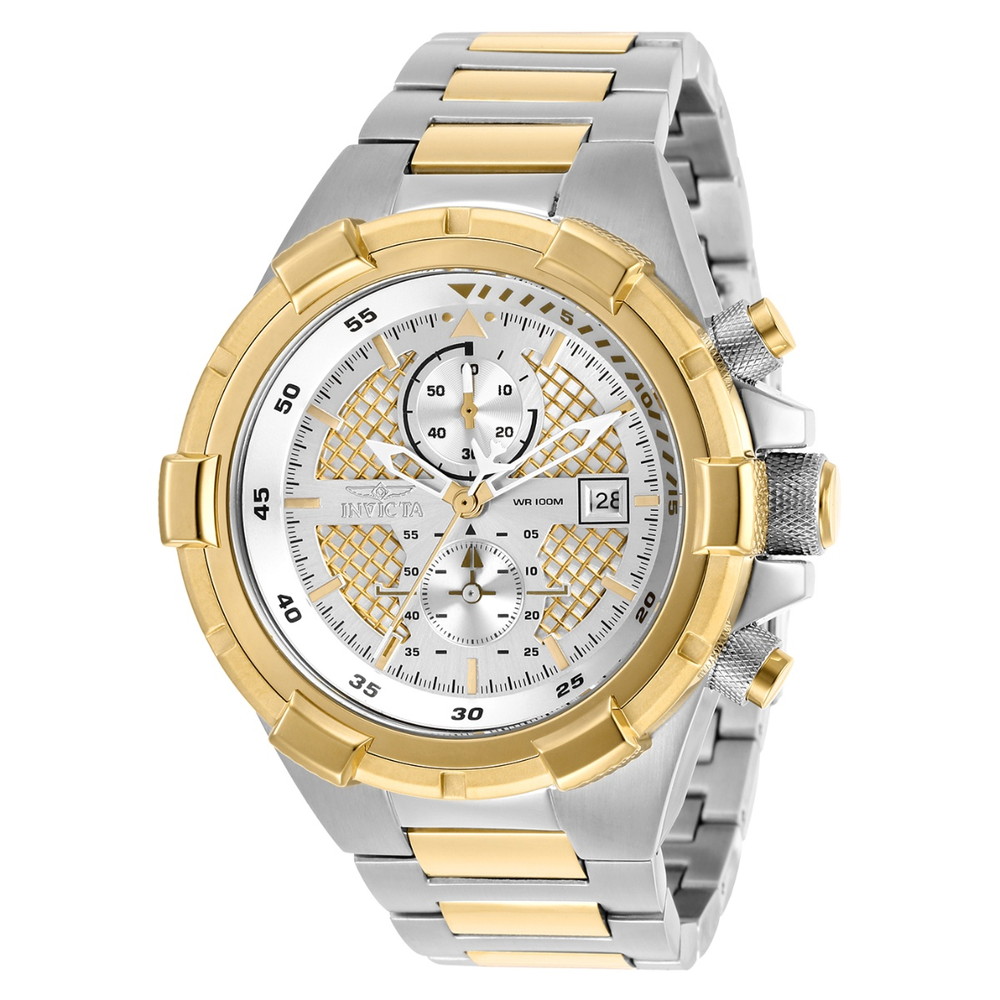 Invictaインビクタ Aviator Falcon メンズ ウオッチ 石英 ステンレス鋼スチール写真 ゴールド しろがね色 100m雨合羽 50.5粍 飛行時辰儀