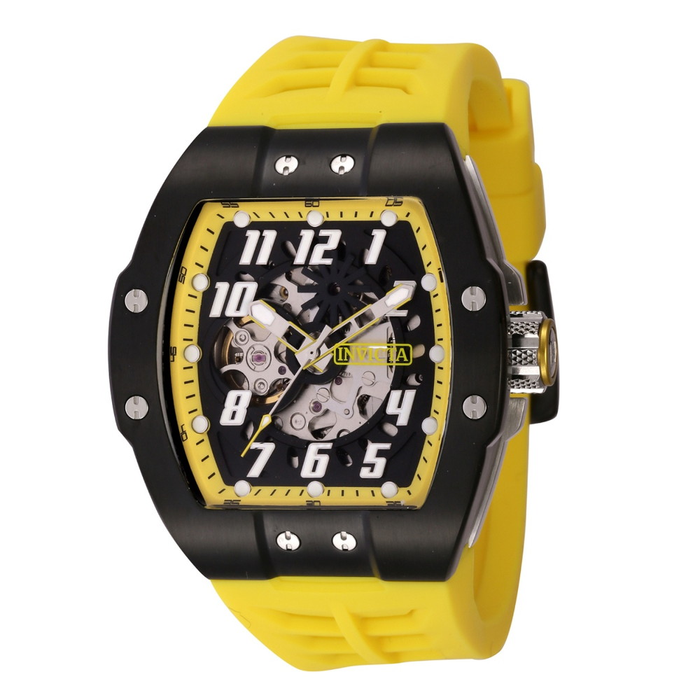 Invictaインビクタ S1ラリー パルスコア メンズ 腕時計 自動巻き 44mmケース シリコンベルト イエロー ブラック スケルトン