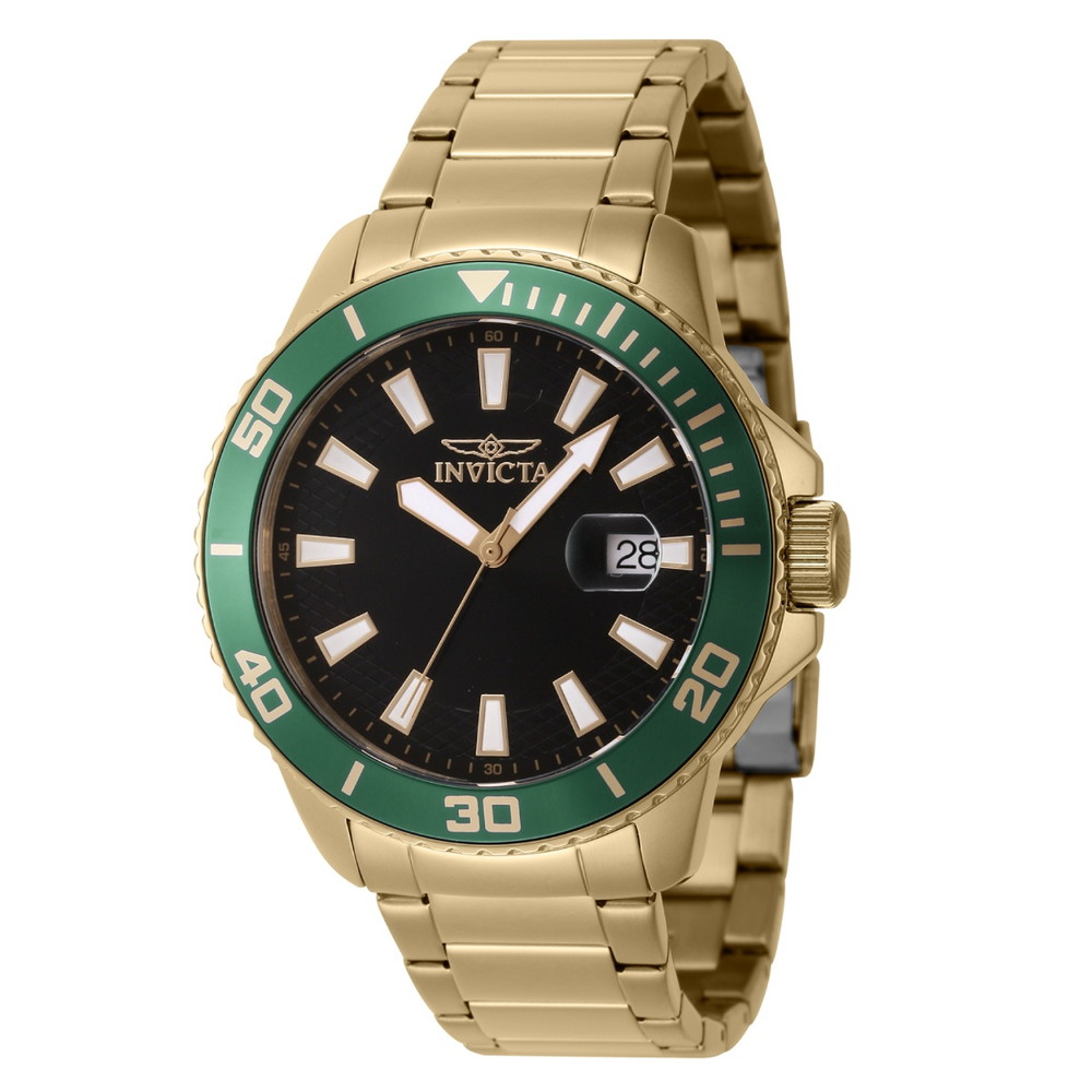 Invictaインビクタ Pro Diver メンズ 腕時計 ゴールド ブラックダイアル ステンレス クォーツ 50m防水 ダイバーズウォッチ アナログ