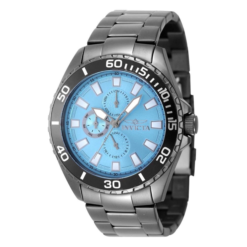 Invictaインビクタ Pro Diver Ironwave メンズ 腕時計 46mm チャコール ステンレス クォーツ ライトブルー文字盤 50m防水