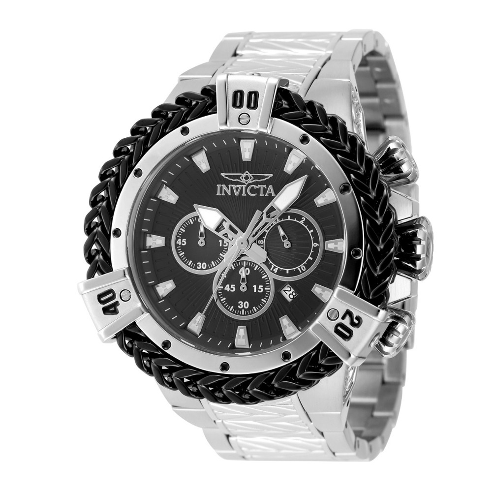 Invictaインビクタ ボルト ヘルク メンズ 腕時計 54mm ブラック シルバー ステンレス クォーツ クロノグラフ 200m防水