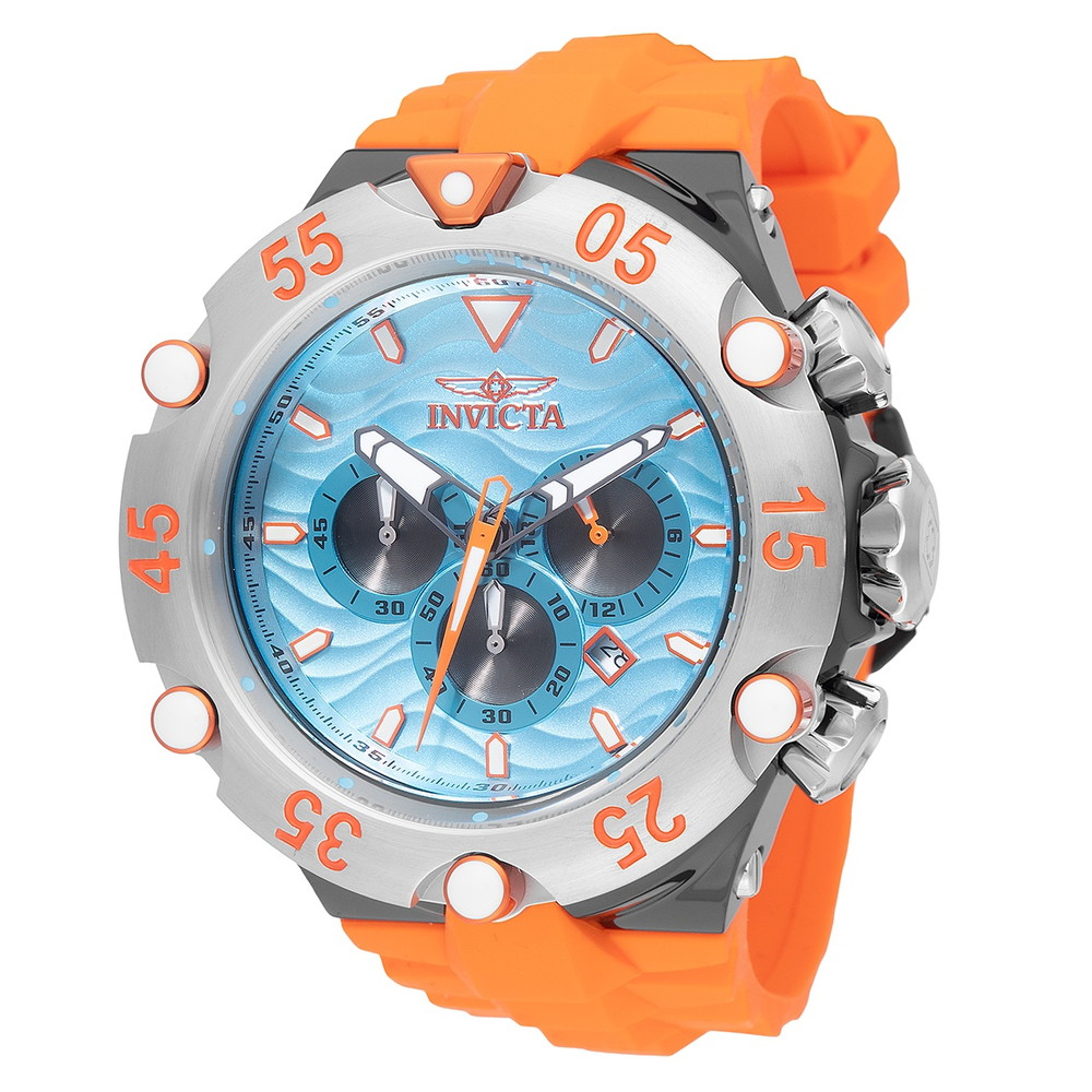 Invictaインビクタ サブアクア メンズ 腕時計 クォーツ 200m防水 クロノグラフ ブラック オレンジ シリコンベルト 54mm