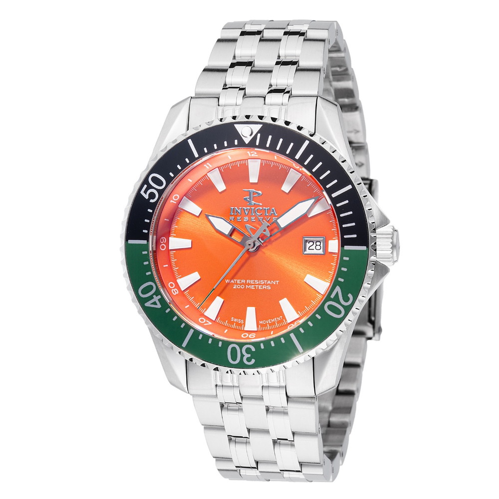 Invictaインビクタ 取っておく メンズ ウォッチ スイス連邦製石英 オレンジ色文字盤 ステンレス鋼 制限事項青写真 禾穀類電話番号001
