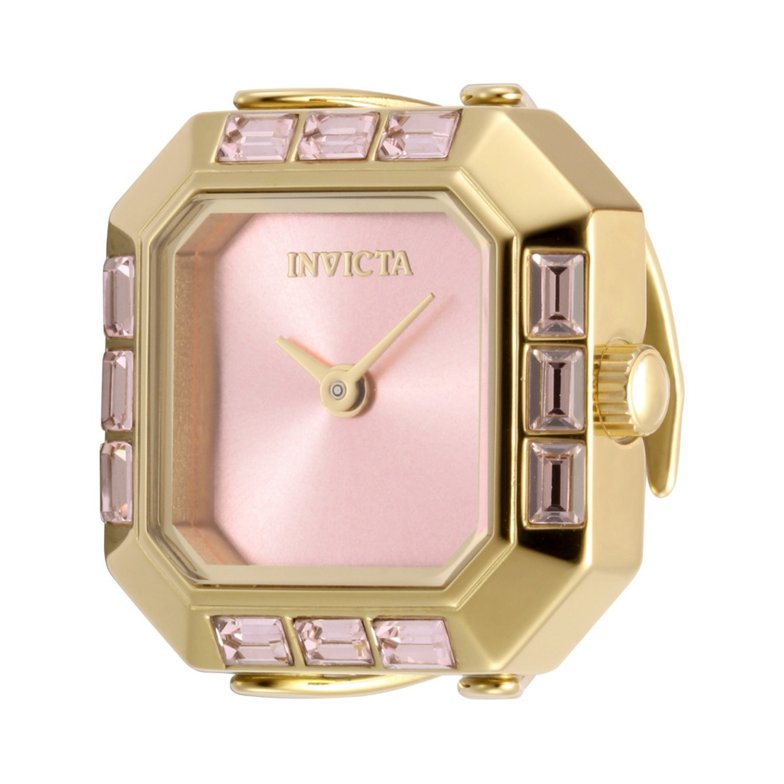 Invictaインビクタ Mini Angel レディース 指環時辰儀 リングウォッチ 21.5粍 ゴールド さくら色文字記号盤 石英 30m雨合羽 付属物 差し上げ物
