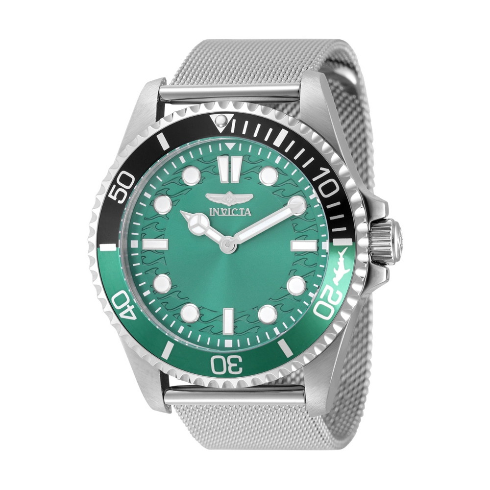 Invictaインビクタ プロダイバー メンズ 腕時計 クォーツ アナログ 100m防水 ステンレスベルト グリーン文字盤 43mm