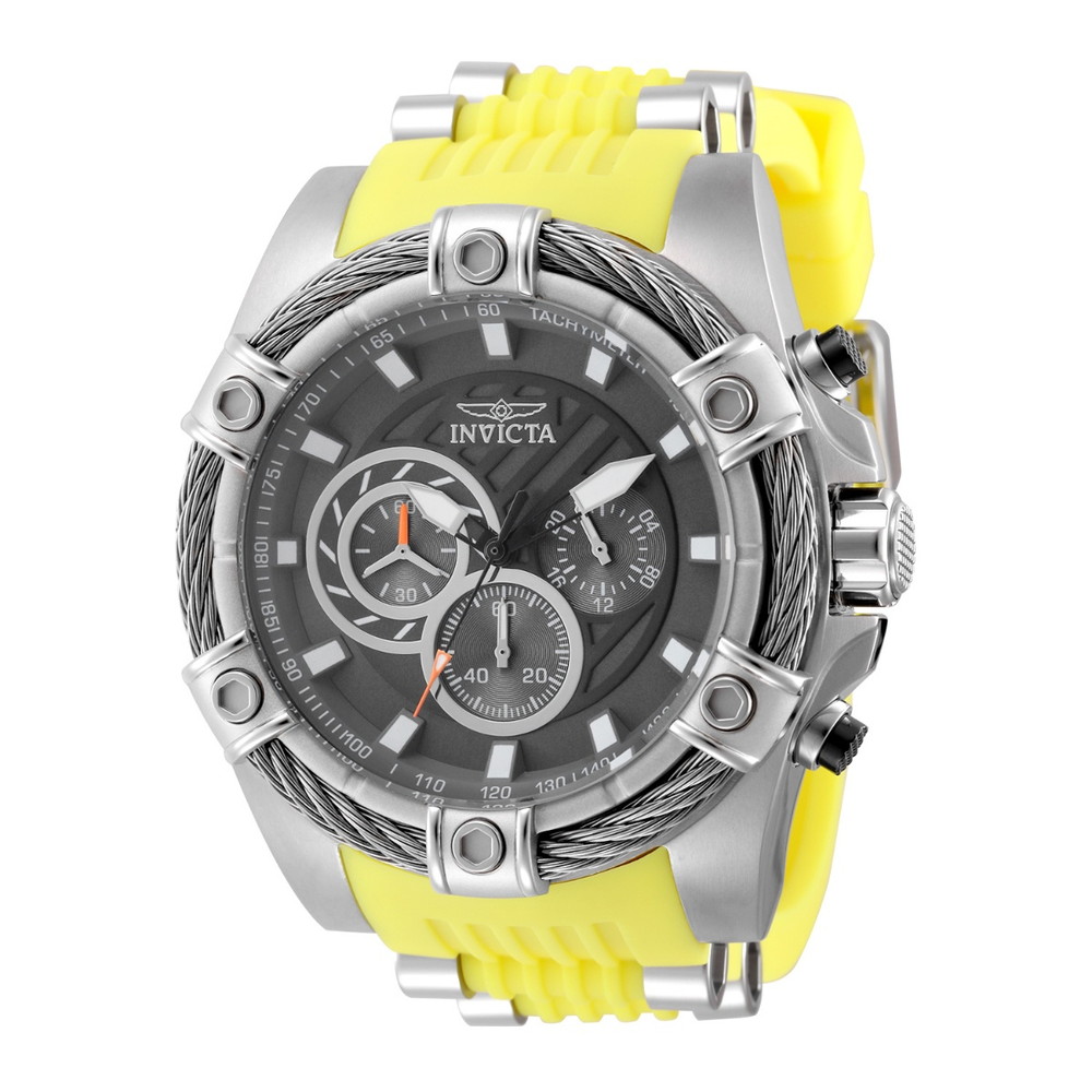 Invictaインビクタ ボルト ベスティッジ メンズ 腕時計 クォーツ クロノグラフ 100m防水 52mmケース シリコンベルト イエロー