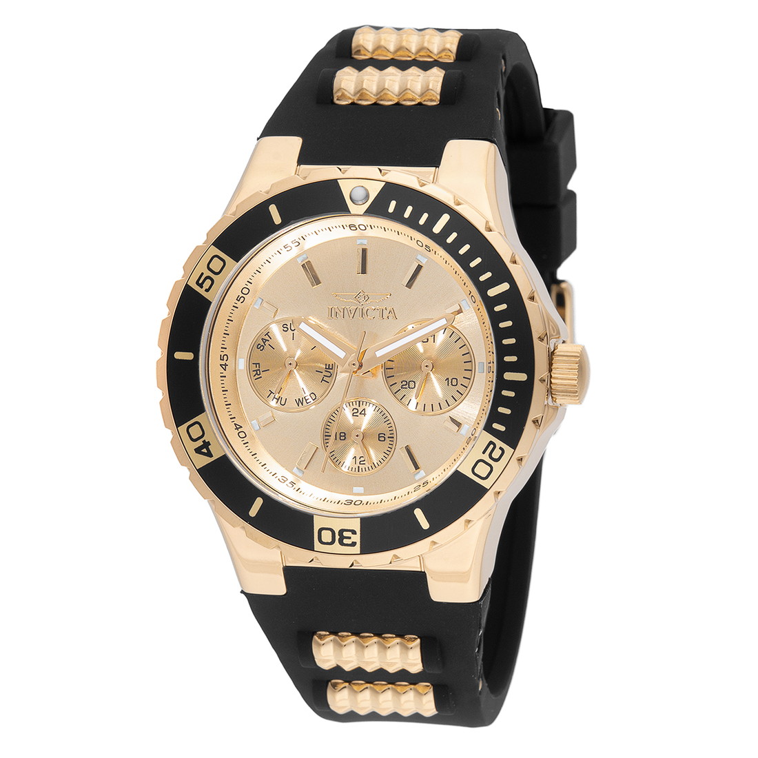 Invictaインビクタ InvictaインビクタAviator ユニ一発やる ウオッチ 石英 100m雨合羽 ケイ素樹脂三尺帯 ゴールド 黒いこと アビエーター パイロットウォッチ