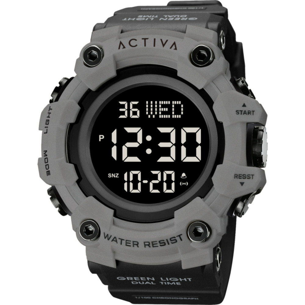 Invictaインビクタ Activa Kadron X メンズ デジタル腕時計 53mmケース 50m防水 クロノグラフ ブラック ポリウレタンバンド グレー