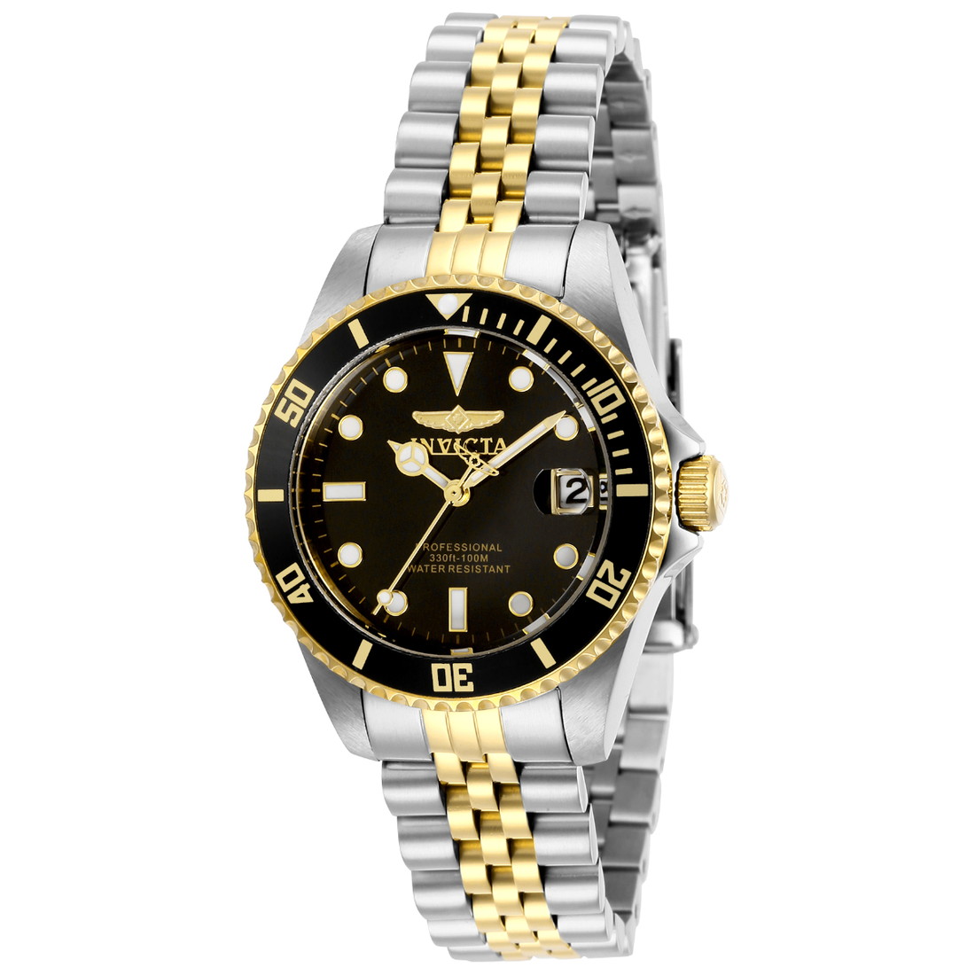 Invictaインビクタ プロダイバー レディース 腕時計 クォーツ 100m防水 ゴールド ブラック ステンレス 34mm