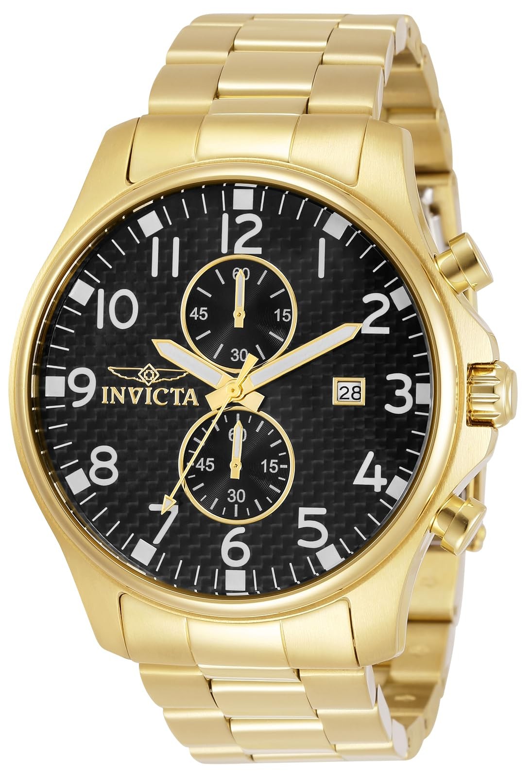 インビクタ II Collection メンズ 18金ゴールドメッキ ステンレス ブラックカーボン文字盤 48mm|Basqueバスク