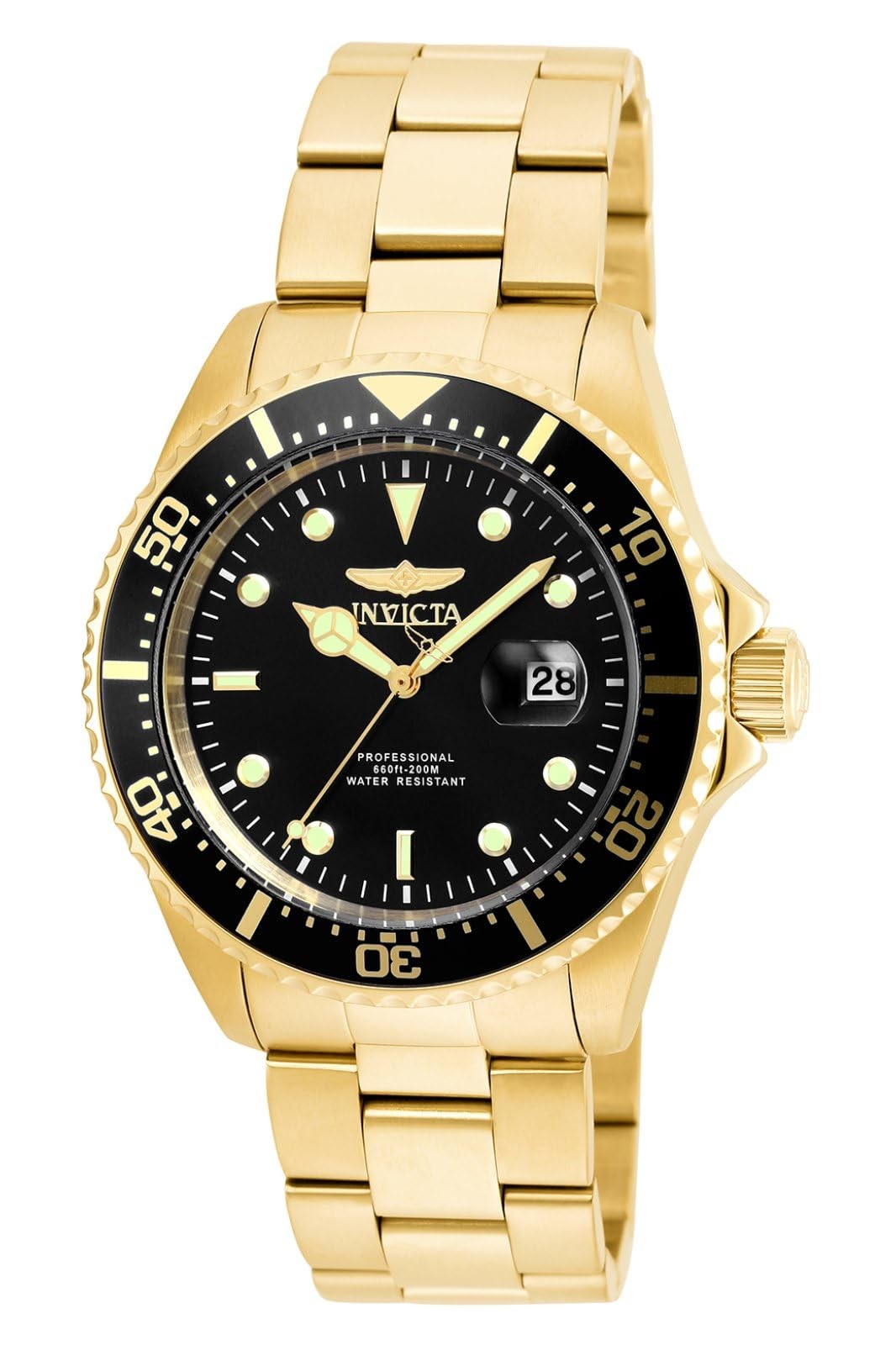 インビクタ Pro Diver メンズ 43mm ブラック文字盤 ステンレス 18金ゴールドメッキ|Basqueバスク